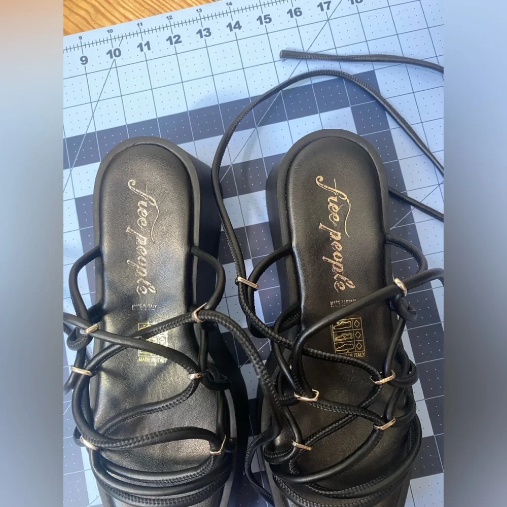 NWOT Free People Womens Georgie Wrap Platform Sandals Black Size EU 38/US 7.5 - Picture 5 of 11